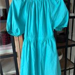 Babydoll mini dress turquoise vneck puff short sleeve pockets bella aqua Blue Size M Photo 6