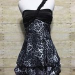 Taboo one shoulder animal print bubble skirt dress Jr 5/6 tiered bubble skirt Photo 1