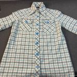 Jeanette Maternities Womans Plaid Shirt Button Front Long Sleeve Top Sz S/M EUC‎ Blue Size M Photo 2