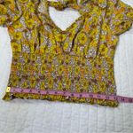 Floral Puff Sleeve Blouse Fall in Yellow and Brown Top Size M Photo 5
