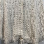 Vintage Poncho Shawl Cape White Orlon Acrylic Cable Knit Button Down Arm Vents Size undefined Photo 2