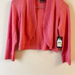 Jessica Howard Pink Open Front Cardigan Size Medium NEW Ribbed Scalloped Hem Photo 2
