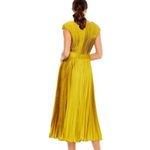 Mac Duggal 26483 Pleated Cap Sleeve Satin Midi Gown Size 6 New w/ Tag MSRP $338 Photo 5