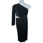 Hello Molly Black Midi Dress Size 6 One Shoulder Cut Out Waist Party Wedding Photo 3