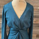 Parker NWT  Teal Long Sleeve Knot Front Dress Size Small Photo 3
