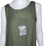 AGB Dress Womens Small Olive Green Shift Dress Lined Sleeveless Ruffle Necklace Photo 5