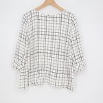J.Jill White Black Grid Print 3/4 Sleeve Blouse Shirt Top Women's XL Photo 1