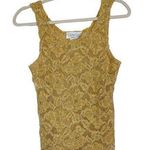 Vintage 90s Gold Lace Tank Top Overlay Royalcore Mesh Gemilli Shirt Photo 0