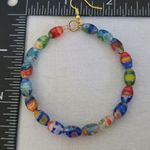 Millefiori Art Glass Oval Bead Hoop Earrings Green Photo 7