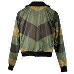 Zig-Zag Striped Green Black Track Jacket - LAMB Fall 2006 Womens Coat Photo 2