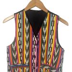 XESSORIUM Vest Size M/L Rainbow Aztec Cotton Hand Made Button Up Festival Boho Black Size M Photo 2