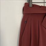 Athleta  Skyline II High Rise Paper Bag Waist Belted Tie Waist Pant Cognac Size 6 Photo 7