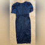 Mac Duggal NWOT PUFF SLEEVE PLEATED BODICE DRAPED slit midi size 14 Photo 4