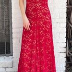B Darlin  Beautiful Red lace open back maxi dress gown size small  Photo 3