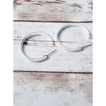 Earrings for Pierced Ears Large Silver Tone Hoops Stamped G Photo 2