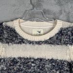 Tabitha Sweater Ivory Blue Striped Fuzzy Knit‎ Pullover Crew Neck Size Medium Photo 3