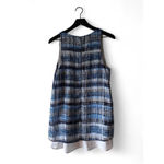 Karen Kane Blue Print Layered Hem Sleeveless Tank Top Women’s M Photo 1