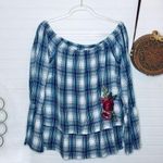 Celebrity Pink NEW Plaid Rose Embroidered Blouse​ Photo 0