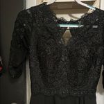 Black High Low Gown with Long Sleeves for Cocktail Events Size 6 Photo 2