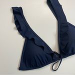 Tory Burch Bikini Swim Suit Two Piece Ruffle Logo Lightly Lined Navy Blue Gold Photo 1
