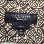 Talbots  Womens Medium Brown Geometric Print Cotton Jacket Cropped Fall Blazer Photo 3