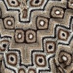 Mixit Crochet Brown & Cream Poncho Boho Knit Photo 4