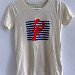 J.Crew  T-Shirt Womens XS‎ Cream Lobster Nautical Coastal Beachy Collector Tee Photo 0