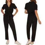 Sanctuary Black Renewal Utility Jumpsuit Short Sleeve Belted Lyocell Size S Photo 1