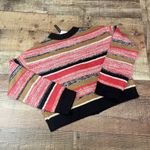 BP  | NEW Women's Black Coral Camel Stripped Cropped Cardigan Sz XS Photo 3