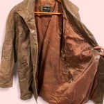 80’s milk chocolate leather and snake oversized jacket pockets button closure Brown Size M Photo 1