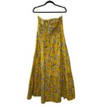Anthropologie  NWT The Somerset Strapless Maxi Dress Yellow Leaf Print L Photo 2