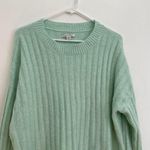 American Eagle Cropped Dreamspun Crew Neck Sweater Solid Mint Green Blue Crop M Photo 3