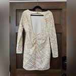 City Vibe  White and Gold Longsleeve Open Back Mini Dress Size 13 NWT Photo 4