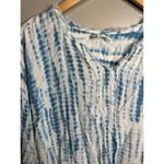 Seven 7 Womens Blouse Tunic SZ Medium‎ Beach Boho Blue And White Photo 1