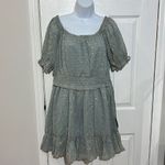 Lulus NWT Lulu’s Touch of Glam Dusty Blue Dotted Off-the-Shoulder Mini Dress size L Photo 5