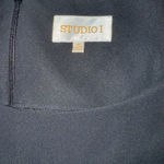 Studio I  Black Sheath Midi Dress Scoop Neck Sleeveless Photo 1