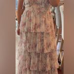 Poppy Chiffon Floral Print Dress Blushing Bride Bouquet Photo 1
