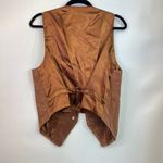 EXPRESS Vintage Brown Leather Fringe Vest 90s Western Festival One Size Photo 5