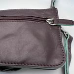 ILI New York Leather Wristlet Wallet Clutch Dark Brown Plum Rosette Photo 8