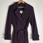 Jacqueline Ferrar Vintage Purple Trench Coat Women Size 12 Double Breasted +Belt Photo 0