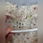 POL  Oversized Chunky Fuzzy Confetti Balloon Sleeve Knit V Neck Sweater Medium Photo 5