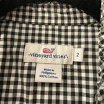 Vineyard Vines Ruffle Collar Black Gingham Long Sleeve Cotton Button Down Size 2 Photo 7