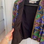 Laurence Kazar Vintage 80s Black Silk Sequin Blazer Jacket Medium Large Oversize Photo 5