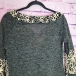 Anthropologie  A'REVE CHARCOAL GRAY OPEN LACE TUNIC BOHO BLOUSE S Photo 6
