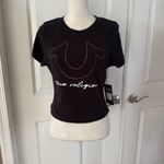 True Religion RIBBED CRYSTAL HORSESHOE BABY TEE. Size L. MSRP $59 Photo 5