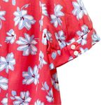 Loft Floral Flare Retro Shirt Dress Coral Red Blue White Size 14P | 14 Petite Photo 7
