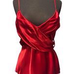Boston Proper Red Silk Faux Wrap Plunging V Top Empire Waist Self Belt Sz 10 Photo 0