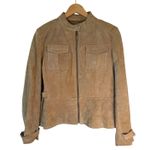 New York & Company Full Zip Trucker Moto Jacket Leather Tan Women's Size Large Photo 0