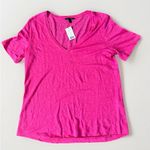 Banana Republic NEW Pink Fuchsia Linen V-Neck Tee Lightweight Top L Shirt Photo 1