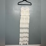 Miguelina Tiered Maxi Column Dress Crochet & Lace White Ivory Sample XS/S Photo 2